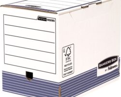 Caja de archivo definitivo Fellowes Fastfold de 200mm con sistema de montaje automático en cartón reciclado
