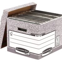 00810-FFEU_2 Fellowes Bankers Box Contenedor de Archivos - Montaje Automatico Fastfold - Carton Reciclado Certificacion FSC - Color Gris