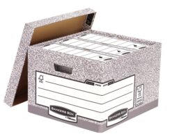 Fellowes Bankers Box Contenedor de Archivos Folio - Montaje Automatico Fastfold - Carton Reciclado Certificacion FSC - Color Gris