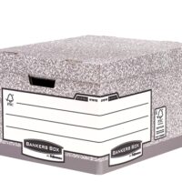 Fellowes Bankers Box Contenedor de Archivos Folio - Montaje Automatico Fastfold - Carton Reciclado Certificacion FSC - Color Gris