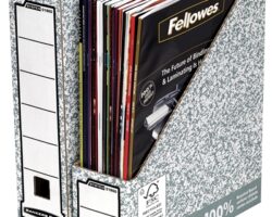 Fellowes Bankers Box Revistero A4 80mm - Montaje Manual - Carton Reciclado Certificacion FSC - Color Gris