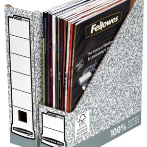 Fellowes Bankers Box Revistero A4 80mm - Montaje Manual - Carton Reciclado Certificacion FSC - Color Gris