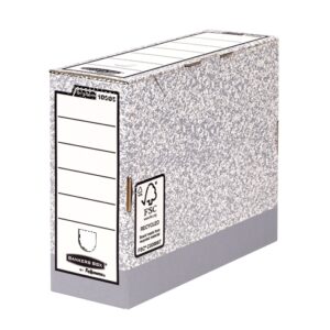 Fellowes Bankers Box Caja de Archivo Definitivo 100mm A4 - Montaje Automatico Fastfold - Carton Reciclado Certificacion FSC - Color Gris