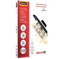 Fellowes Pack de 100 Fundas para Plastificar Brillo A3 - 125 Micras - Alta Calidad - Transparente
