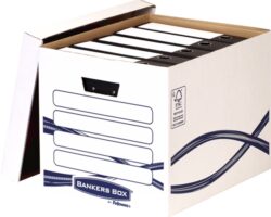 Fellowes Bankers Box Basic Maxi Contenedor de Archivos - Montaje Manual - Carton Reciclado Certificacion FSC