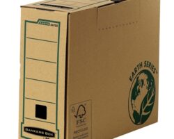 Fellowes Bankers Box Earth Caja de Archivo Definitivo A4 100mm - Montaje Manual - Carton Reciclado Certificacion FSC - Color Marron