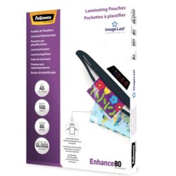 5306002_1 Pack de 100 fundas para plastificar Fellowes Apex A5 de 80 micras transparentes con acabado brillo