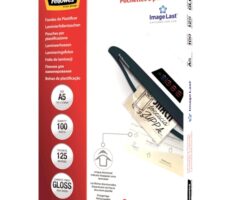 Fellowes Pack de 100 Fundas para Plastificar Brillo A5 - 125 Micras - Alta Calidad - Transparente