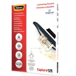 5307302_1 Fellowes Pack de 100 Fundas para Plastificar Brillo A5 - 125 Micras - Alta Calidad - Transparente