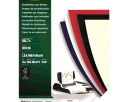 Fellowes Pack de 100 Portadas de Carton Simil Piel Delta Cuero A4 - 250 gr - Color Blanco