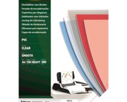 Fellowes Pack de 100 Portadas para Encuadernar de PVC A4 - 300 Micras - Muy Resistentes - Transparente