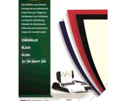 Fellowes Pack de 100 Portadas de Carton Brillo Chromolux A4 - 250 gr - Alta Calidad - Color Negro