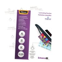 Fellowes Pack de 25 Fundas para Plastificar Brillo A5 - 80 Micras - Alta Calidad - Transparente