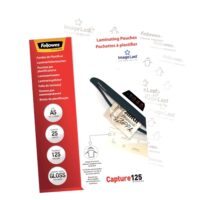 Fellowes Pack de 25 Fundas para Plastificar Brillo A5 - 125 Micras - Alta Calidad - Transparente