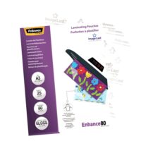 Fellowes Pack de 25 Fundas para Plastificar Brillo A3 - 80 Micras - Alta Calidad - Transparente
