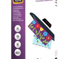 Fellowes Pack de 100 Fundas para Plastificar Mate A3 - 80 Micras - Alta Calidad - Transparente