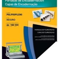 54772_2 Fellowes Pack de 100 Portadas de Polipropileno A4 - 500 Micras - Acabado de Calidad - Color Negro