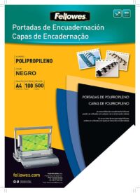 54772_2 Fellowes Pack de 100 Portadas de Polipropileno A4 - 500 Micras - Acabado de Calidad - Color Negro