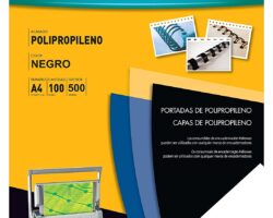 Fellowes Pack de 100 Portadas de Polipropileno A4 - 500 Micras - Acabado de Calidad - Color Negro