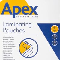 Pack de 100 fundas para plastificar Fellowes Apex A4 de 75 micras resistentes al agua con acabado brillo
