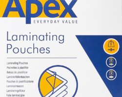 Pack de 100 fundas para plastificar Fellowes Apex A4 de 75 micras resistentes al agua con acabado brillo