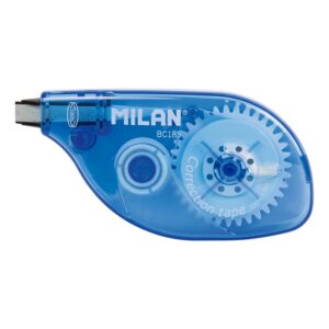 Milan Cinta Correctora - Correcion en Seco - Rapida, Limpia y Precisa - Meidas 5mm x 8m - Para todo Tipo de Papel - Color Azul