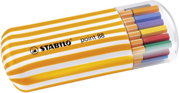 Stabilo Point 88 Zebrui Pack de 20 Rotuladores de Punta Fina de Fibra - Trazo de 0.4 mm - Tinta con Base de Agua - Colores Surtidos
