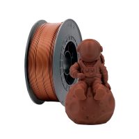 filamento-pla-bronce-1-75mm-1kg Bobina de filamento PLA Bronce de 1.75mm y 1kg para impresora 3D, material termoplástico ecológico de gran rigidez y acabado metálico bronceado uniforme.