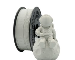 filamento-pla-gris-1-75mm-1kg Bobina de filamento PLA Gris de 1.75mm y 1kg para impresora 3D, material termoplástico ecológico de gran rigidez y tono gris estándar uniforme.