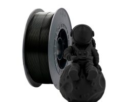 filamento-pla-negro-1-75mm-1kg Bobina de filamento PLA Negro de 1.75mm y 1kg para impresora 3D, material termoplástico ecológico de gran rigidez y acabado uniforme.