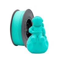 filamento-pla-turquesa-1-75mm-1kg Bobina de filamento PLA Turquesa de 1.75mm y 1kg para impresora 3D, material termoplástico ecológico de gran rigidez y tono turquesa uniforme.