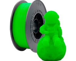 filamento-pla-verde-fluorescente-1-75mm-1kg Bobina de filamento PLA Verde Fluorescente de 1.75mm y 1kg para impresora 3D, material termoplástico ecológico de gran rigidez y tono flúor ultrabrillante uniforme.