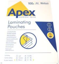fundas-plastificar-fellowes-apex-a4-125-micras-water-resistant Pack de 100 fundas para plastificar Fellowes Apex A4 de 125 micras resistentes al agua con acabado brillo