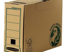 Fellowes Bankers Box Earth Caja de Archivo Definitivo Folio 100mm - Montaje Manual - Carton Reciclado Certificacion FSC - Color Marron