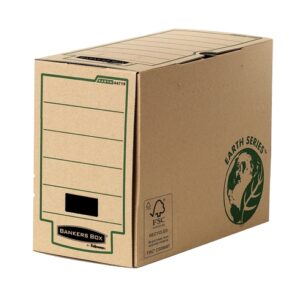 Fellowes Bankers Box Earth Caja de Archivo Definitivo Folio 150mm - Montaje Manual - Carton Reciclado Certificacion FSC - Color Marron