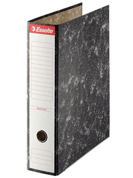 Esselte Archivador de Palanca - Carton - Formato Folio - Lomo 75mm - Capacidad para 500 Hojas - Color Negro Jaspeado