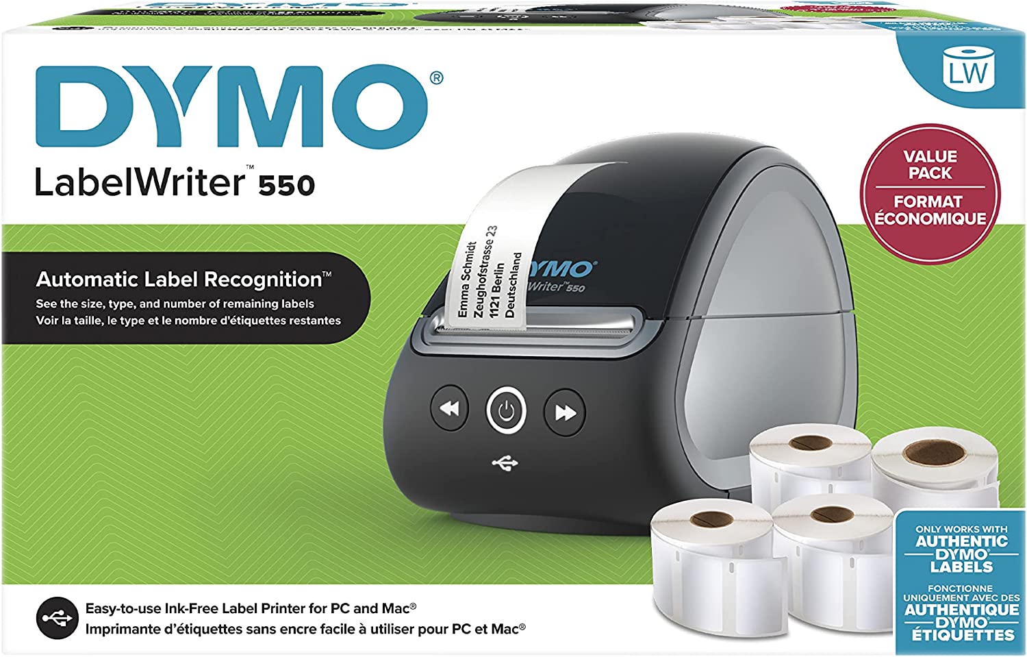 LEYF Dymo Labels For Labelwriter 11354-10 Roll Pack Labels X 1000 Labels Per Roll = 10000 Labels, Self-Adhesive, Compatible With Dymo Labelwriter & Seiko Label Printers, 57 X 32 Mm, 10X11354 - View #6
