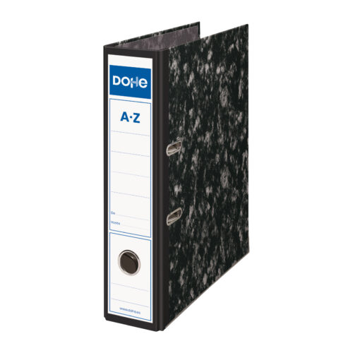 Dohe Archinovo Archivador de Palanca con Rado - Carton - Formato A4 - Lomo Ancho - Cantoneras Metalicas - Color Negro Jaspeado