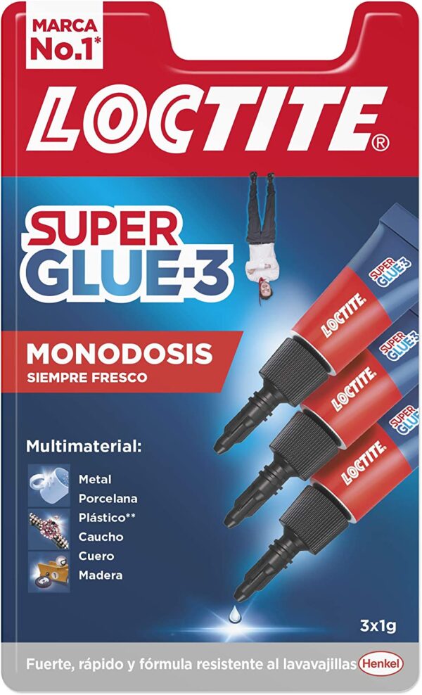 Loctite Pack de 3 Super Glue-3 Mini Trio Original - 1gr - Triple Resistencia - Adhesivo Transparente - Pegado y Fuerza Instantanea