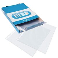 400005365 Elba Caja de 100 Fundas Multitaladro 90 Micras - Formato Folio - 16 Perforaciones - Acabado Piel de Naranja