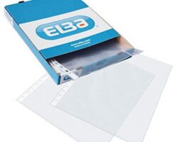 400005365 Elba Caja de 100 Fundas Multitaladro 90 Micras - Formato Folio - 16 Perforaciones - Acabado Piel de Naranja