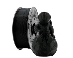 Bobina de filamento PETG Negro de 1.75mm y 1kg para impresora 3D, material termoplástico técnico de gran resistencia y acabado técnico uniforme.
