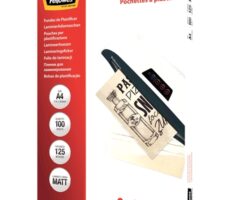 Fellowes Pack de 100 Fundas para Plastificar Mate A4 - 125 Micras - Transparente