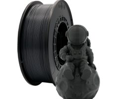 Bobina de filamento PLA Grafito de 1.75mm y 1kg para impresora 3D, material termoplástico ecológico de gran rigidez y tono oscuro uniforme.