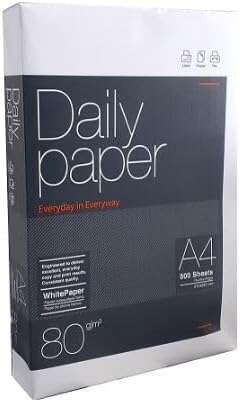 Paquete de 500 hojas de papel Daily Paper A4 80g blanco para fotocopiadora e impresora
