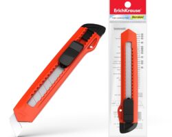 Erichkrause Cuter Grande con Fijador Push-Lock Standard - Sistema de Sujecion de Cuchilla con Seguro de Empuje - Partidor Incorporado - Cuchilla Segmentada de Acero Resistente al Desgaste - Color Variado