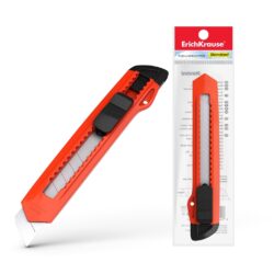 19145 Erichkrause Cuter Grande con Fijador Push-Lock Standard - Sistema de Sujecion de Cuchilla con Seguro de Empuje - Partidor Incorporado - Cuchilla Segmentada de Acero Resistente al Desgaste - Color Variado