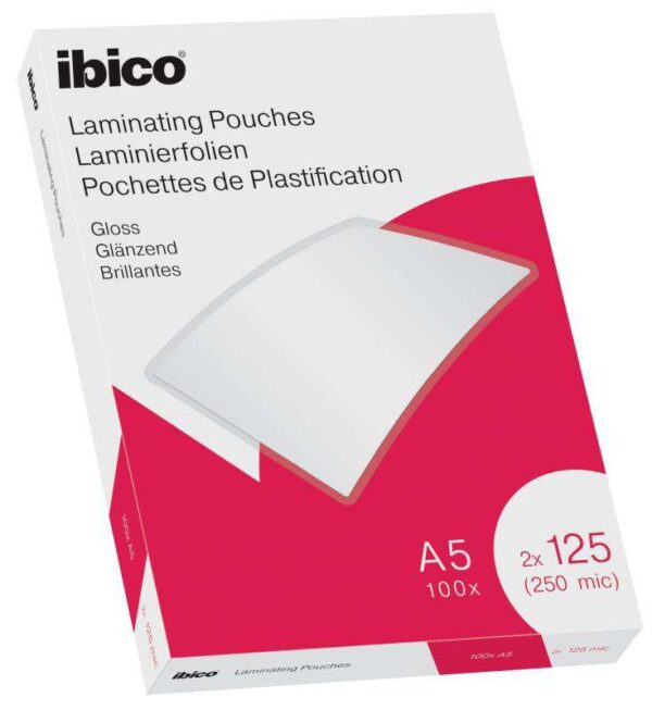 Ibico Caja de 100 Laminas de Plastificar Gloss A5 125 Micras