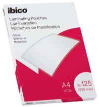laminas-de-plastificar-ibico-a4-125-micras-acabado-cristal Caja de 100 láminas de plastificar Ibico A4 de 125 micras con acabado transparente de alto brillo