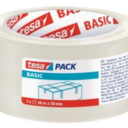 Precinto de embalar Tesa Basic transparente de 50mm con adhesivo ecológico libre de disolventes